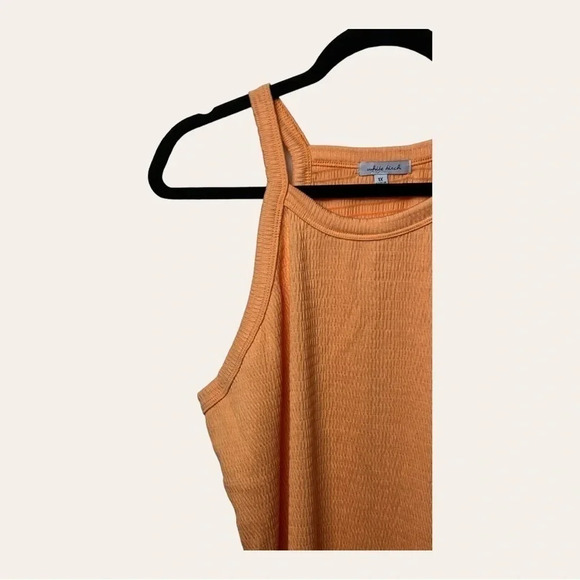 0485. WHITE BIRCH ORANGE‎ RIBBED SPAGHETTI STRAP TOP SIZE 1X SMOCKING - Picture 5 of 13